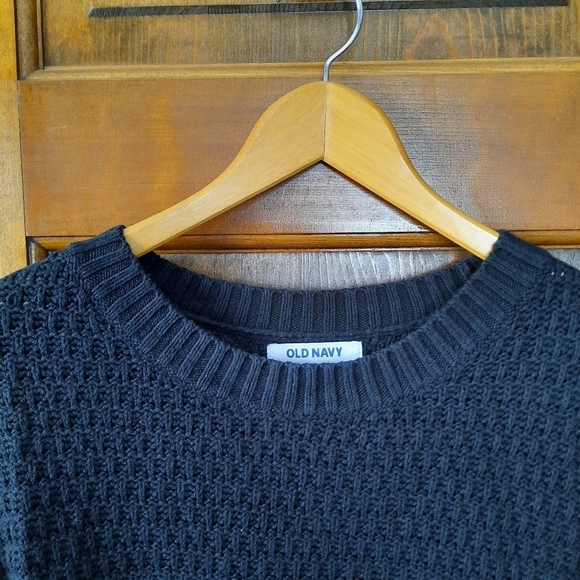 🛍 Old Navy Textured Cotton-blend Tunic Length Black Jack Knit Sweater Size S - Picture 4 of 9